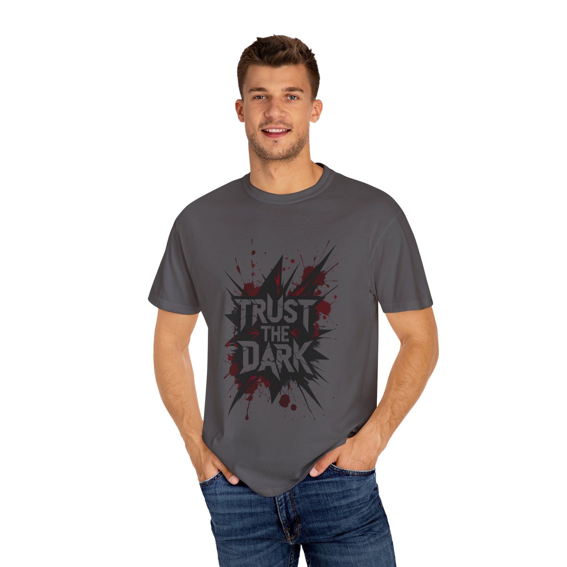 "Trust The Dark Graphic T-Shirt – Blood Splatter, Streetwear, Thriller Inspired