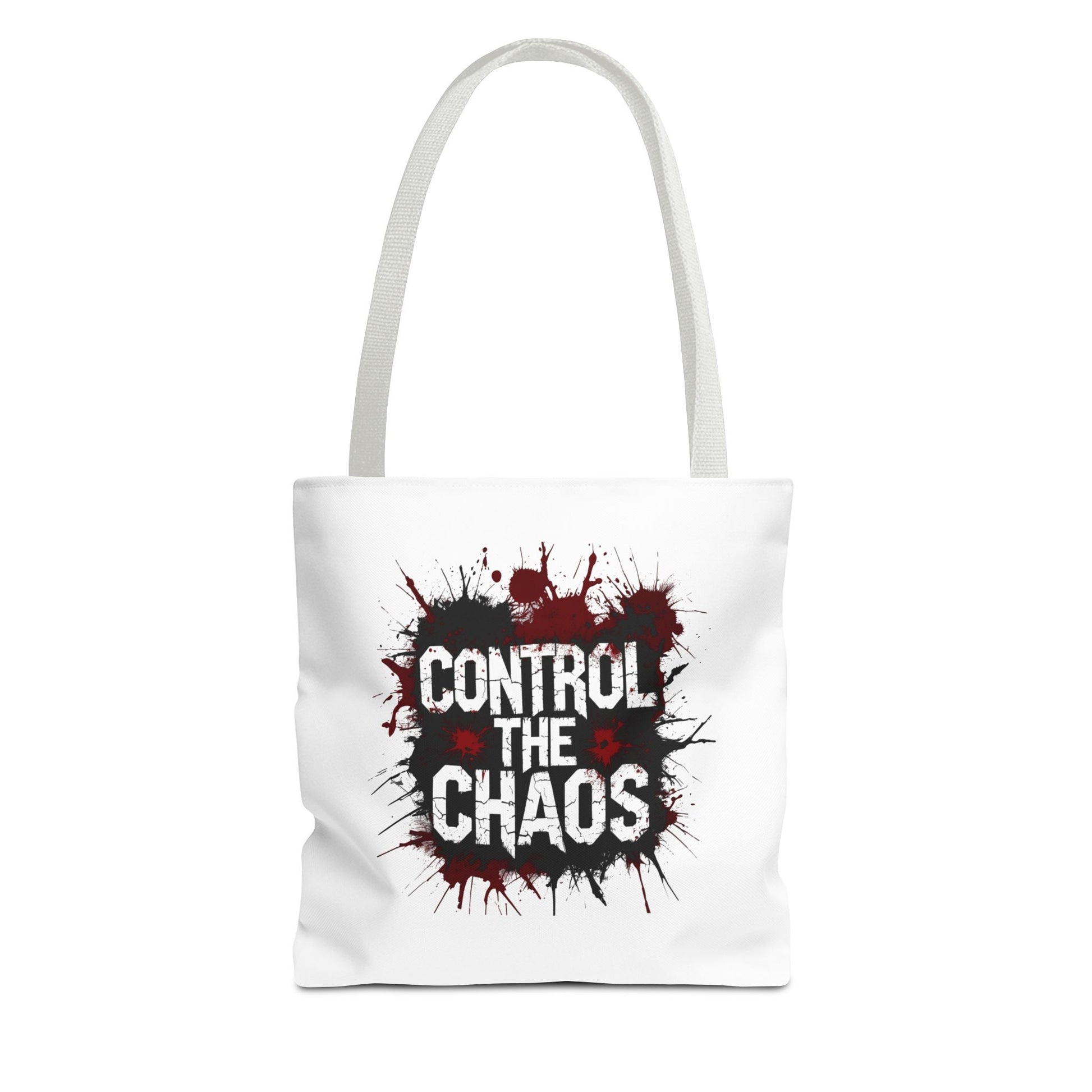 Control The Chaos Tote Bag – Dark Streetwear | Bold Blood Splatter Design"