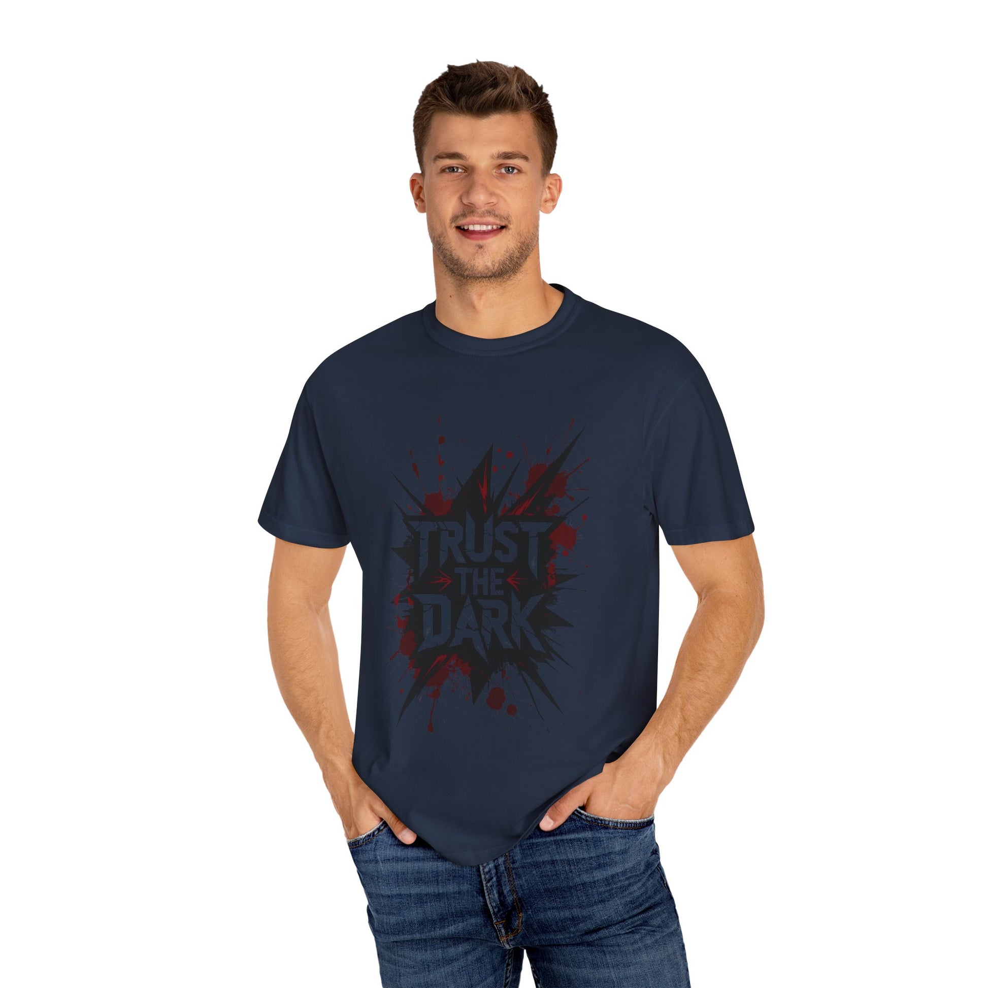 "Trust The Dark Graphic T-Shirt – Blood Splatter, Streetwear, Thriller Inspired