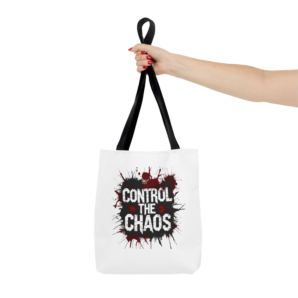 Control The Chaos Tote Bag – Dark Streetwear | Bold Blood Splatter Design"