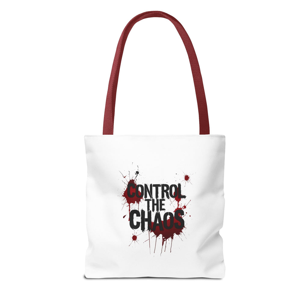 Control The Chaos Tote Bag – Dark Streetwear | Bold Blood Splatter Design"