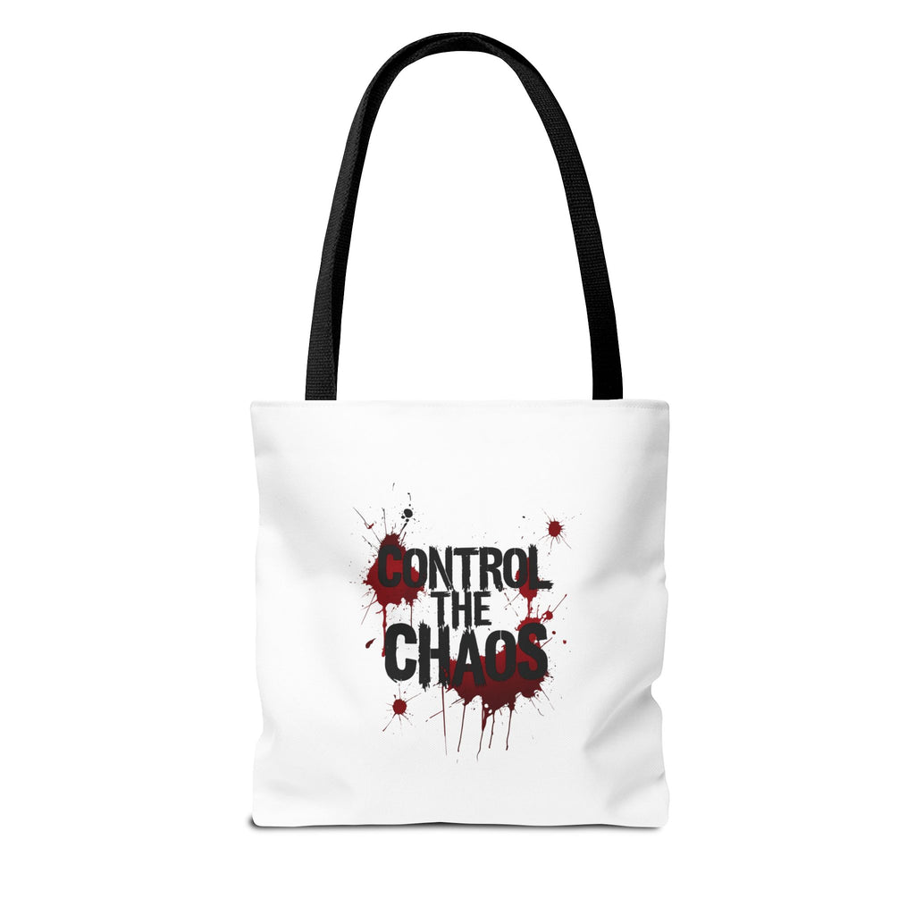 Control The Chaos Tote Bag – Dark Streetwear | Bold Blood Splatter Design"
