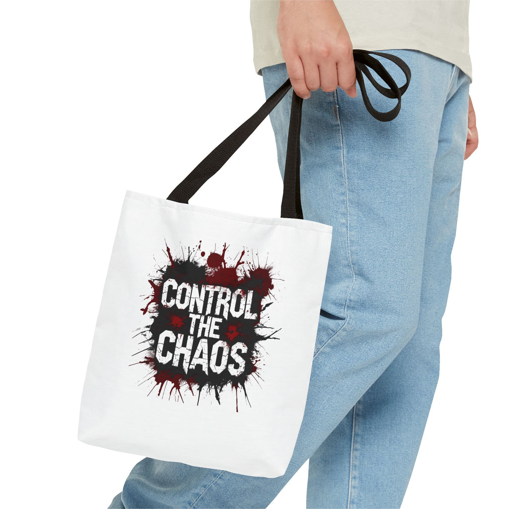 Control The Chaos Tote Bag – Dark Streetwear | Bold Blood Splatter Design"