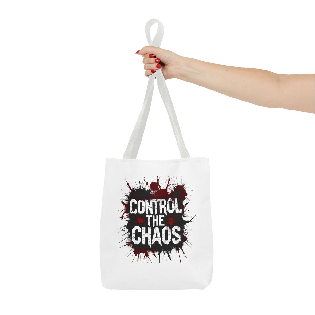 Control The Chaos Tote Bag – Dark Streetwear | Bold Blood Splatter Design"