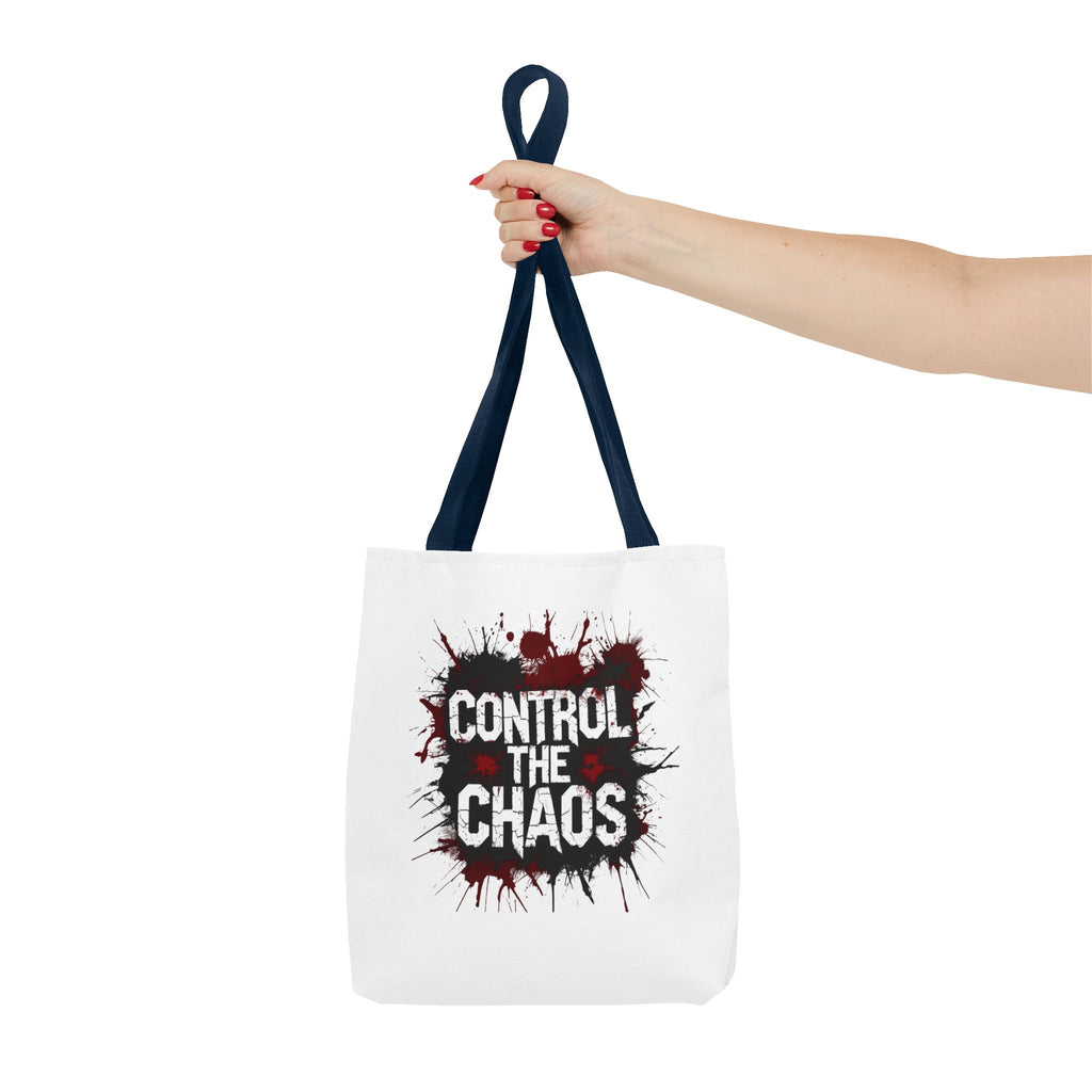 Control The Chaos Tote Bag – Dark Streetwear | Bold Blood Splatter Design"