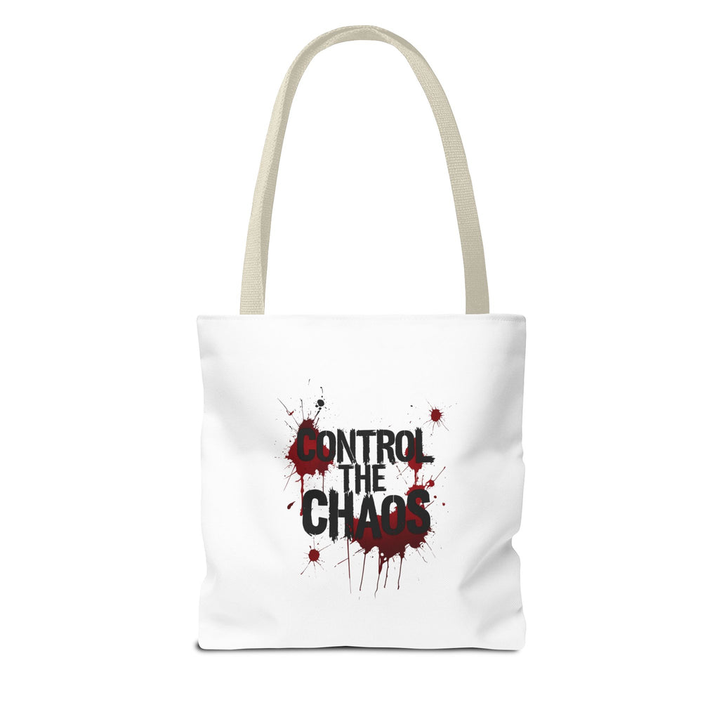 Control The Chaos Tote Bag – Dark Streetwear | Bold Blood Splatter Design"