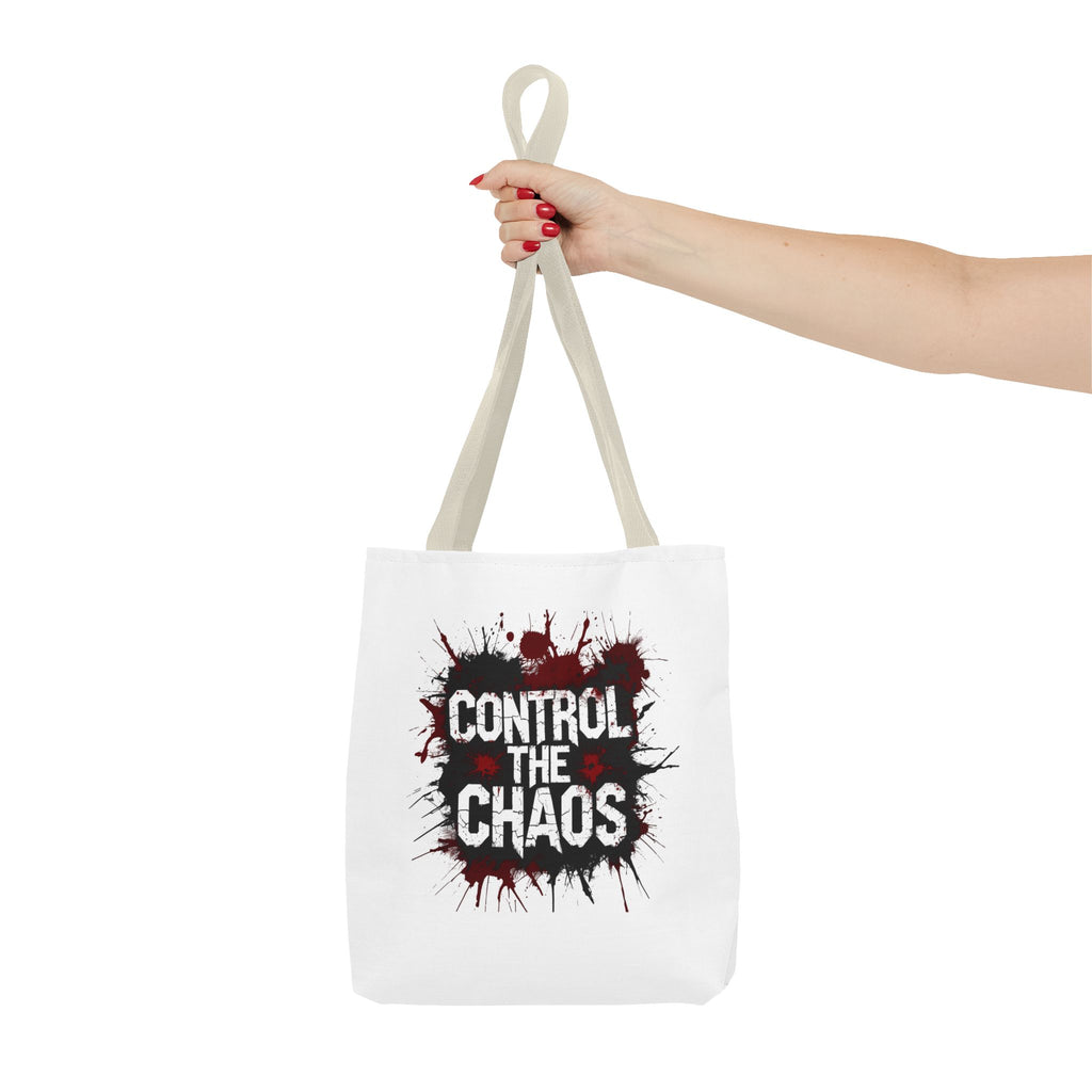 Control The Chaos Tote Bag – Dark Streetwear | Bold Blood Splatter Design"