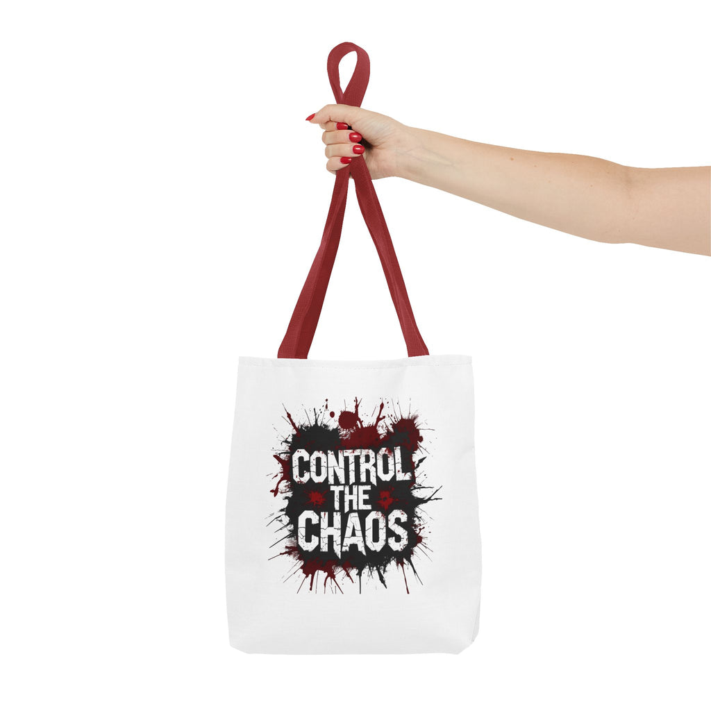 Control The Chaos Tote Bag – Dark Streetwear | Bold Blood Splatter Design"